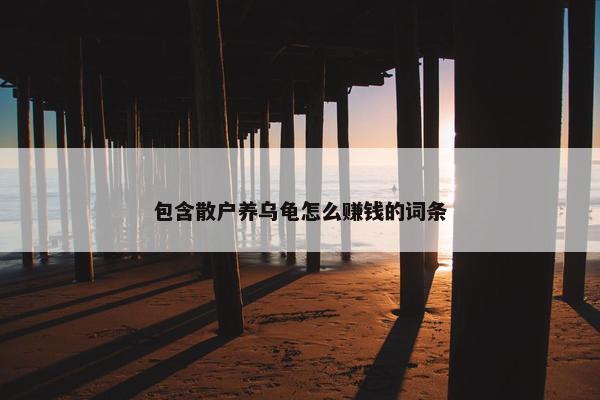 包含散户养乌龟怎么赚钱的词条